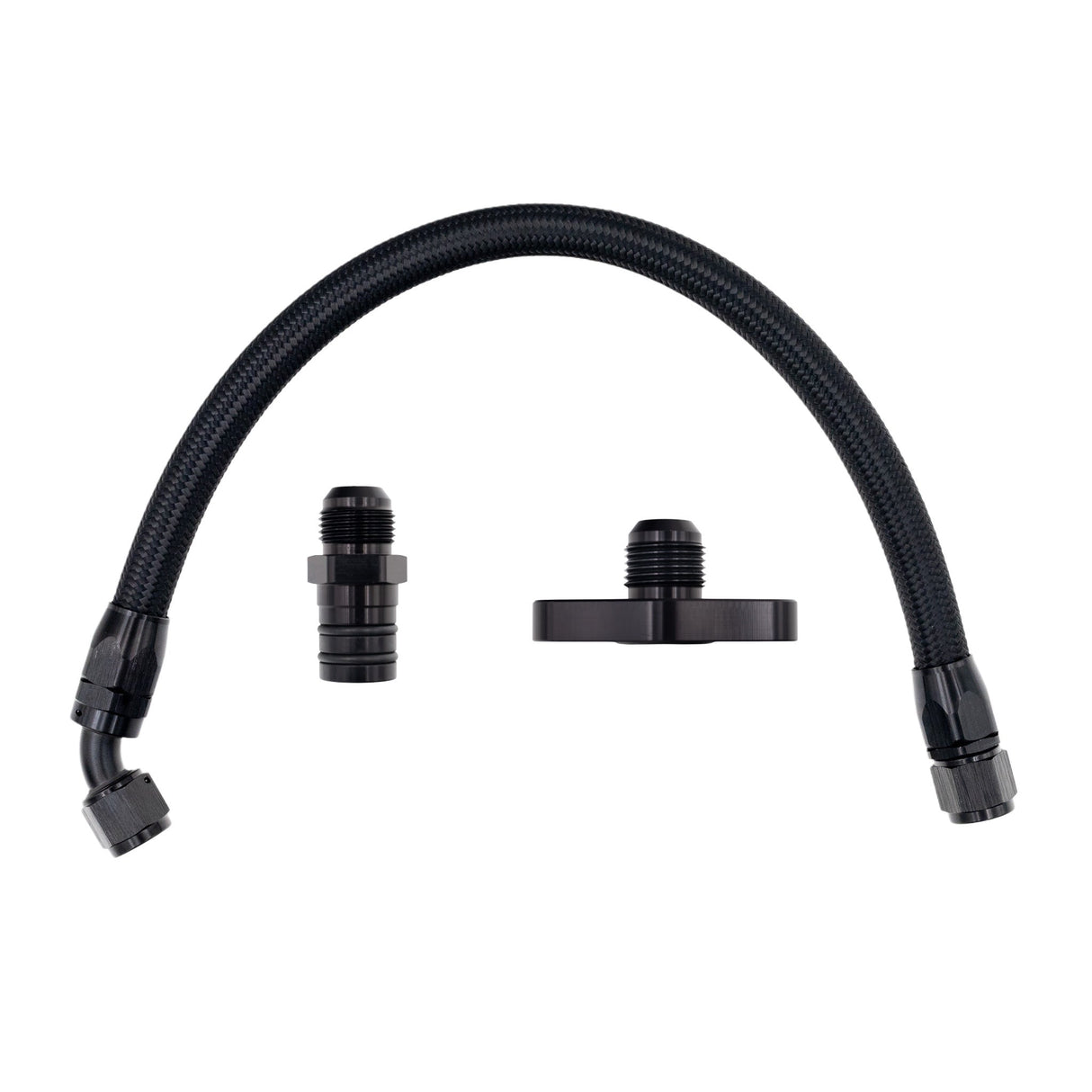 FSD 2003+ 2nd Gen Swap Turbo Drain Kit Manifold Flipped Up Black Braided