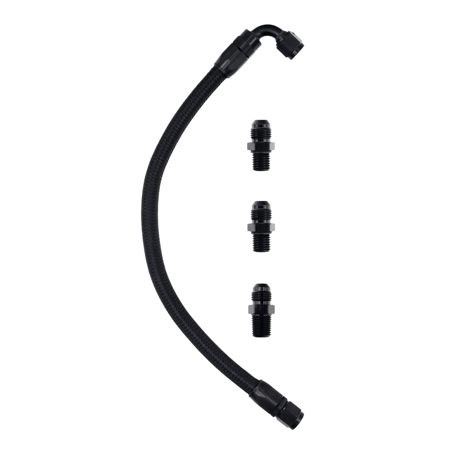 FSD 1994-2002 Dodge Cummins Turbo Feed Line Manifold Flipped Up Black Braided