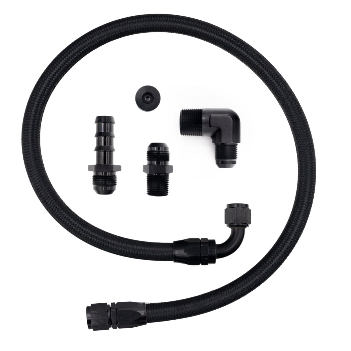 FSD 2003-2007 Dodge Cummins Lower Heater Hose Black Braided