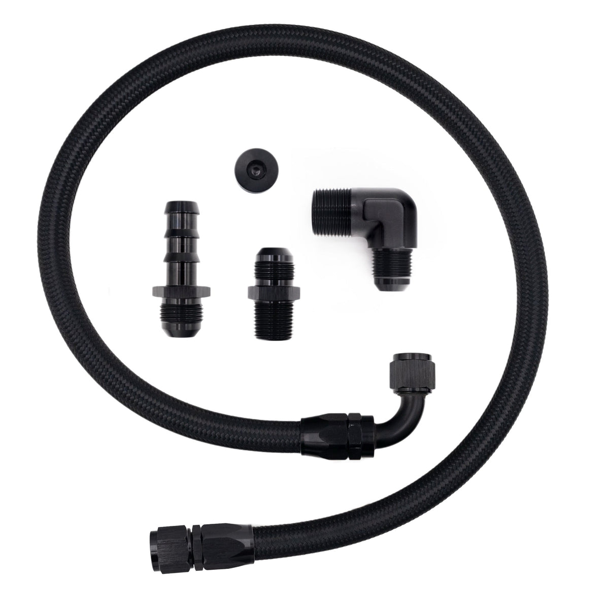 FSD 2003-2007 Dodge Cummins Lower Heater Hose Black Braided