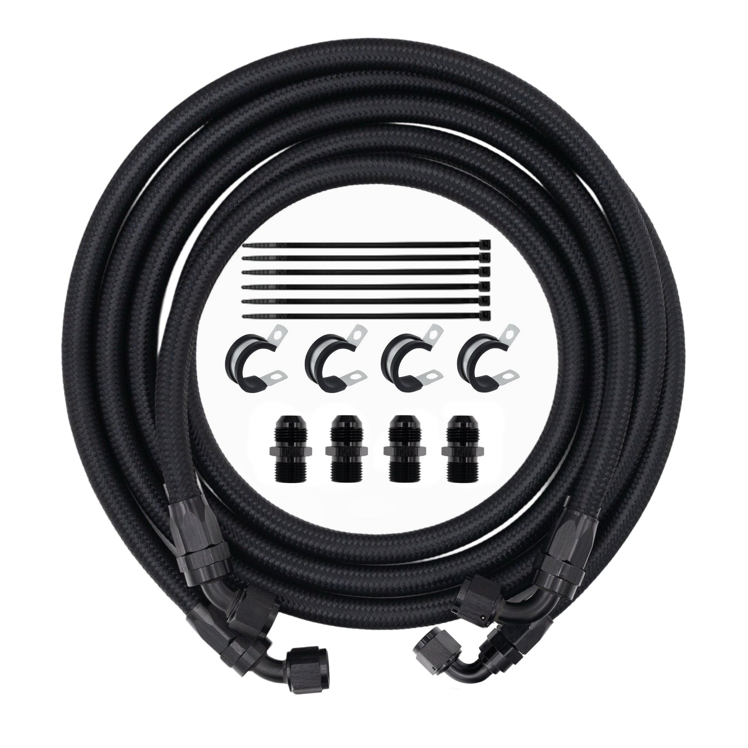 FSD 2007.5-2009 Dodge Cummins Transmission Line Kit Black Braided For Mishimoto Transmission Cooler