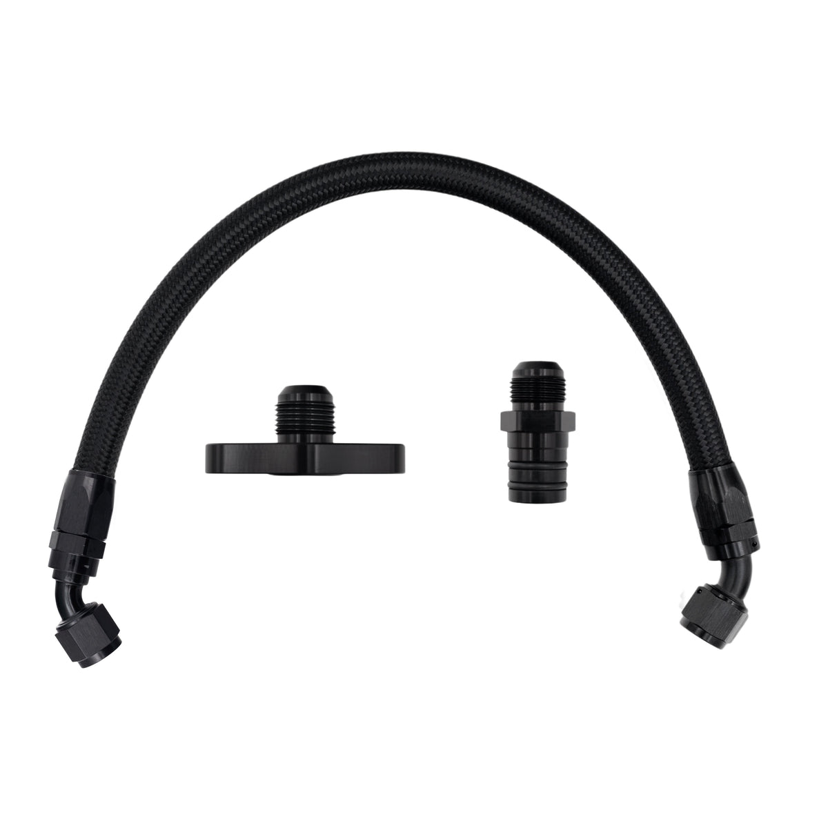 FSD 1994-2002 Dodge Cummins Turbo Drain Kit Manifold Flipped Up Black Braided