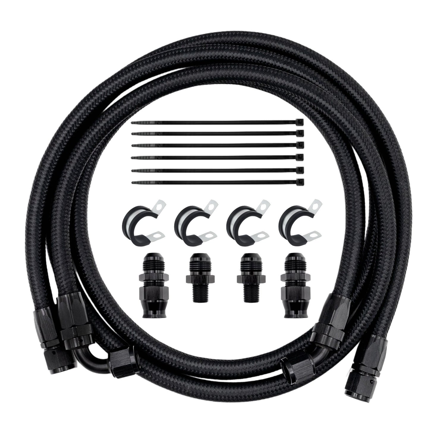 FSD 1994-2007 Dodge Cummins  Stock Replacement  Transmission Line Kit Black Braided Bypass Heat Exchanger