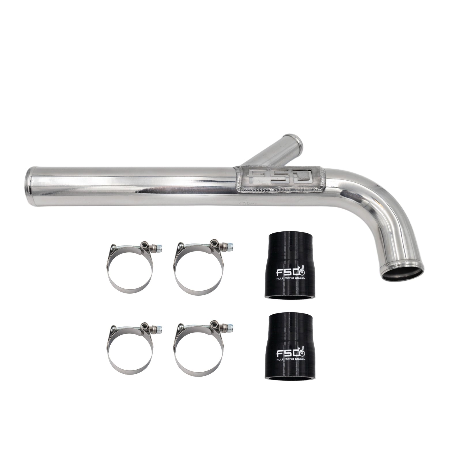 FSD fabricated aluminum upper coolant pipe for 13-15 dual radiator 6.7 Cummins