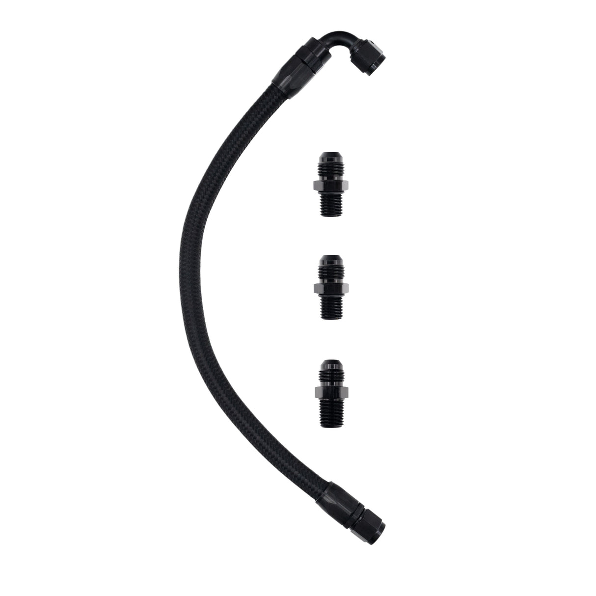 FSD 1994-2002 Dodge Cummins Turbo Feed Line Manifold Flipped Up Black Braided
