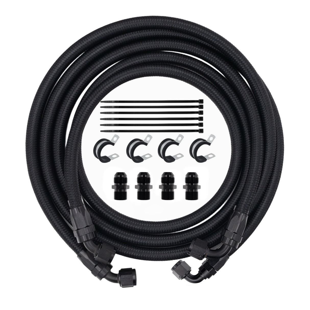 FSD 2007.5-2009 Dodge Cummins Transmission Line Kit Black Braided For Mishimoto Transmission Cooler