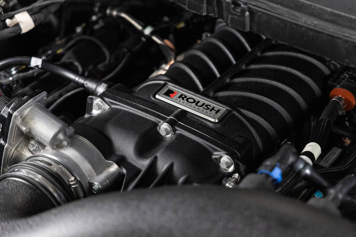 Roush F-150 5.0L supercharger kit components - intercooler and induction