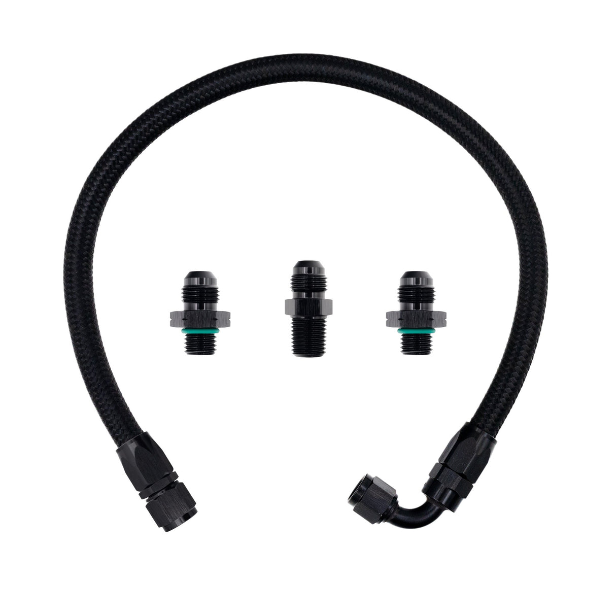 FSD 2003+ Dodge Cummins Second Gen Swap Turbo Feed Line Kit For Manifold Flipped Down Black Braided
