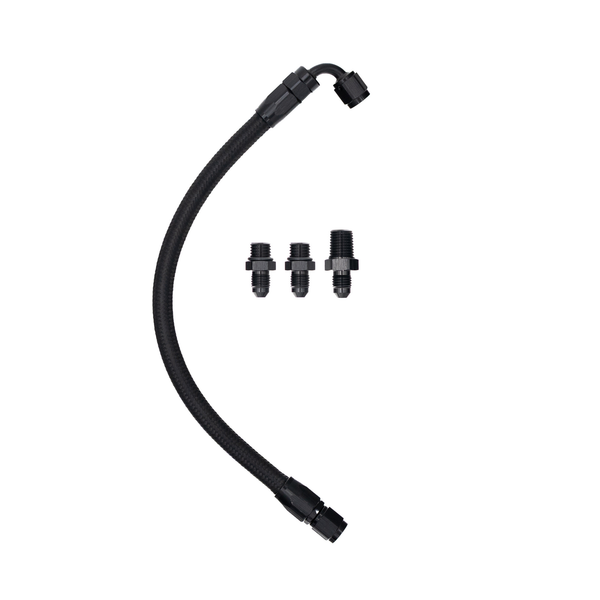FSD 2003+ Dodge Cummins Factory Turbo Position -4AN Turbo Feed Line Kit Black Braided