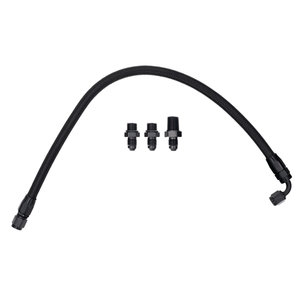 FSD 1994-2002 Dodge Cummins Turbo -4AN Feed Line Manifold Flipped Up Black Braided