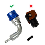 S&S all-metal Fuel Leak Prevention Fitting vs the plastic OEM injector return fitting
