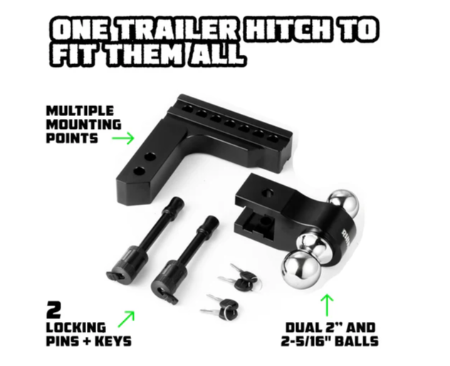 Rhino USA 8In Heavy Duty Drop Hitch - 2.5In (Black)